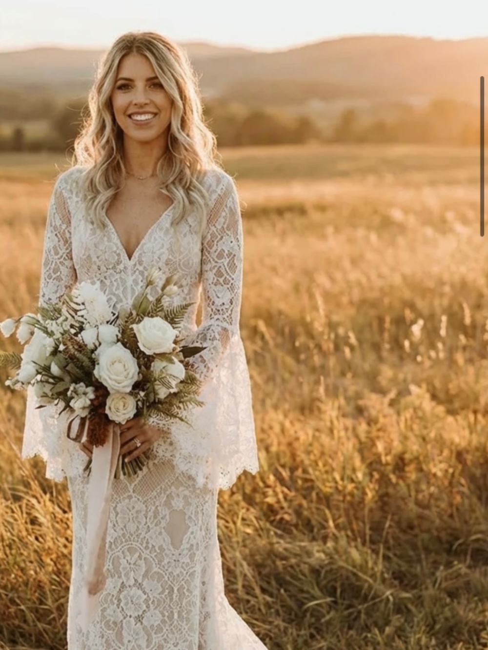 June Bridals Bohemian Lace Wedding Dress